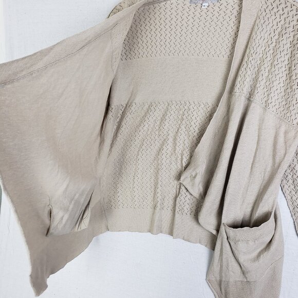 Pete & Greta Johnny Was Cardigan Open Front Lightweight Knit Cotton size L Ivory - Picture 9 of 10